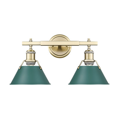 Éclairage pour salle de bain 2 lumières Orwell en étain avec vert pin
