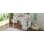 Lit mezzanine double en bois avec garde-robe intégrée, tablettes de rangement supplémentaires et système d'éclairage DEL intégré, blanc