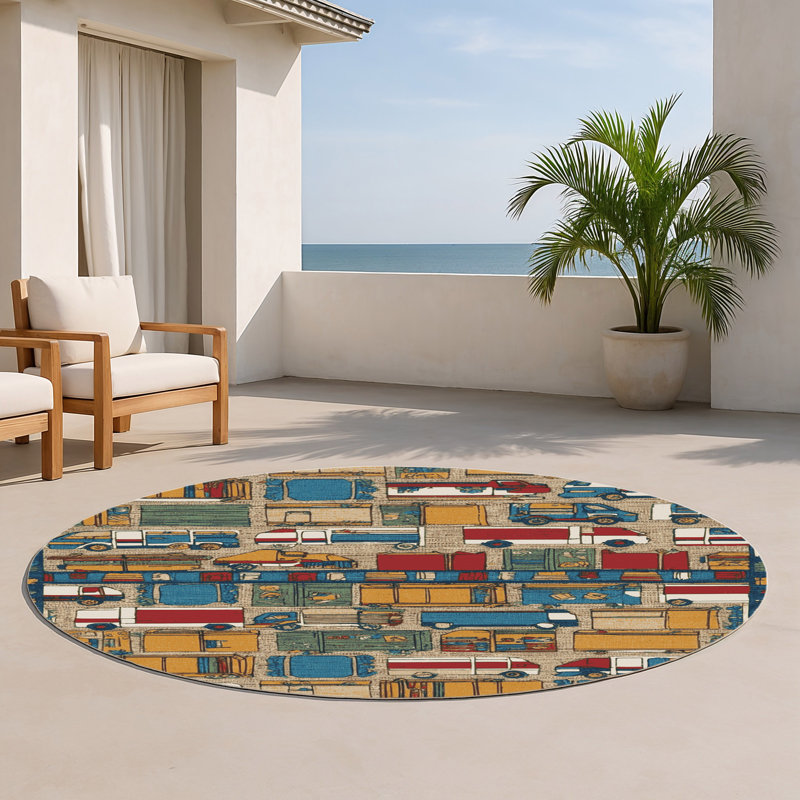 Tapis intérieur et extérieur gris Transport, Rond 5 pi