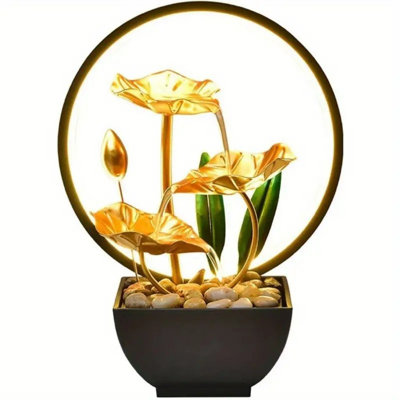 Water Fountain Indoor Waterfall Fountain Tabletop Fountain For Lotus Desk Fountains Mall Water Fountain Indoor Mini Waterfall Waterfall Iron Home Decor For Office Decoration