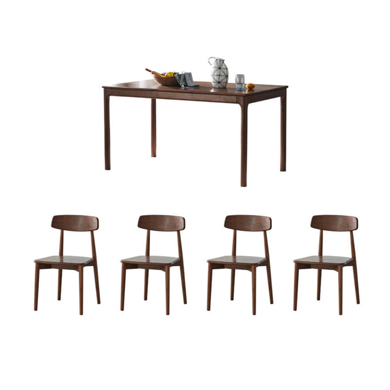 4 - Person Walnut Solid Wood Solid Wood Top Four Leg Dining Set