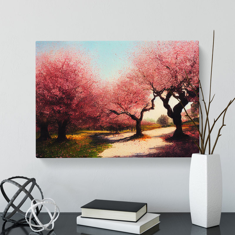 Sparkling Cherry Blossom Trees - Wrapped Canvas, 35cm H x 50cm W x 3cm D