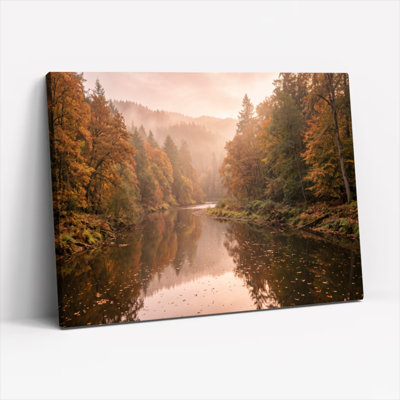 «Gallery Wrap», art mural sur toile pour le salon, la chambre à coucher, le bureau ou le vestibule - décoration murale décorative avec rivière d'automne
