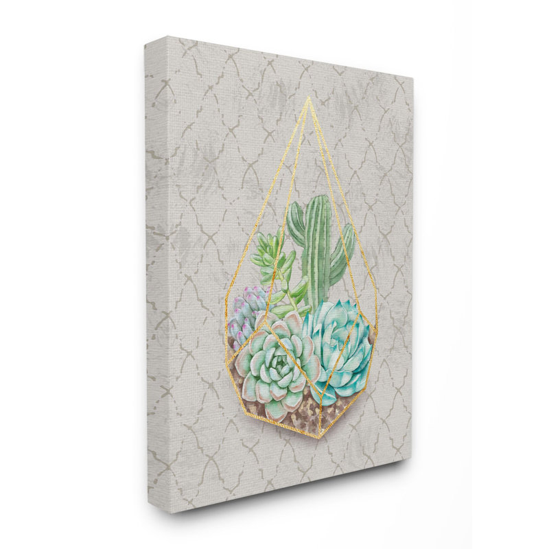 «Succulent Basket Gold Grey», impression, Toile tendue, H 40 po x l 30 po