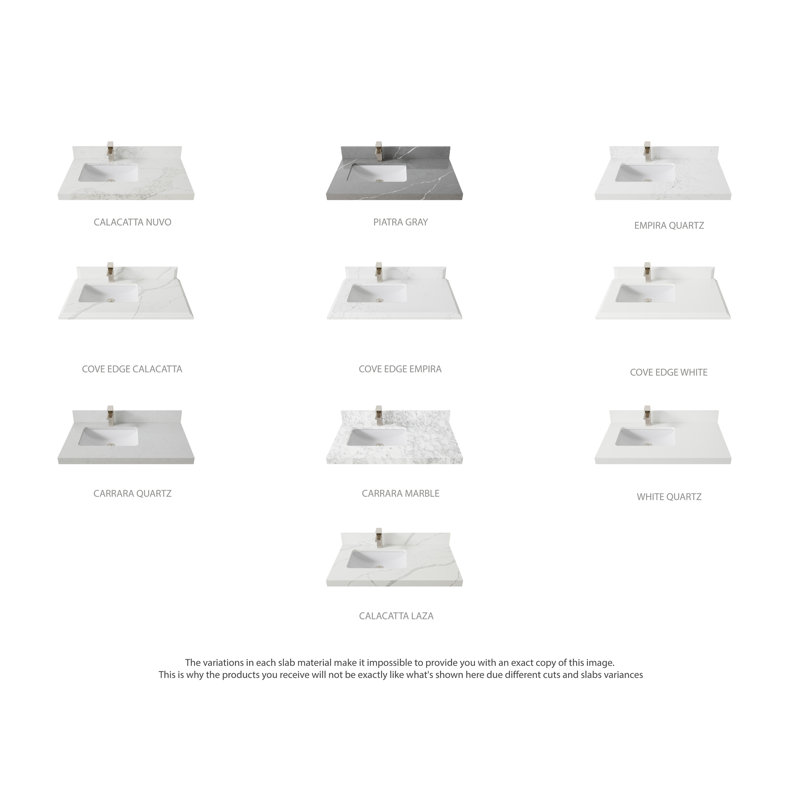 Aberdeen 36'' White Freestanding Bathroom Vanity with Calacatta Quartz Top