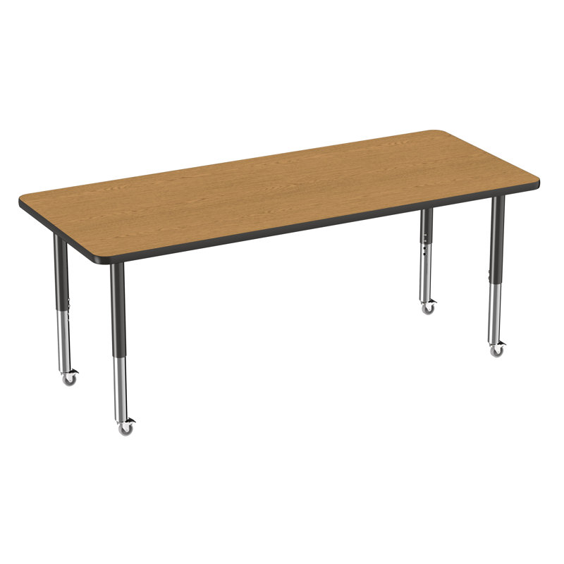 Table d'activité rectangulaire à hauteur réglable en forme de T, 30 po x 72 po, Gris / rouge, Super