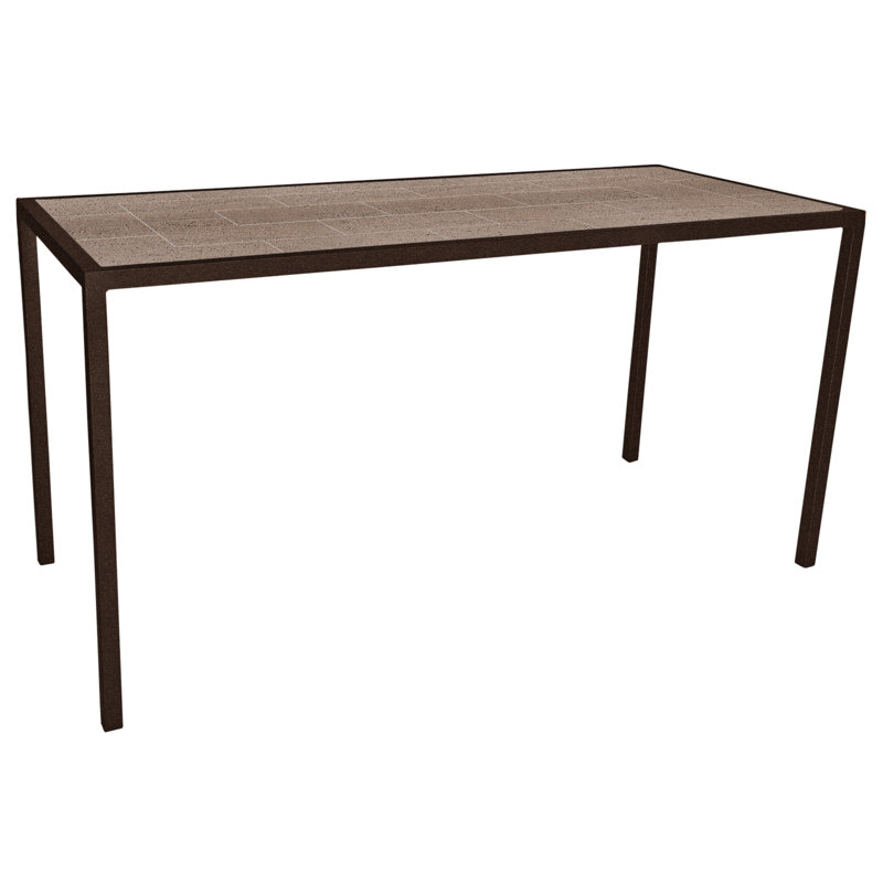 Quadra Outdoor Rectangle Counter Table, 33" W x 75" L x 37.5" H, Canyon Taupe, Copper Creek