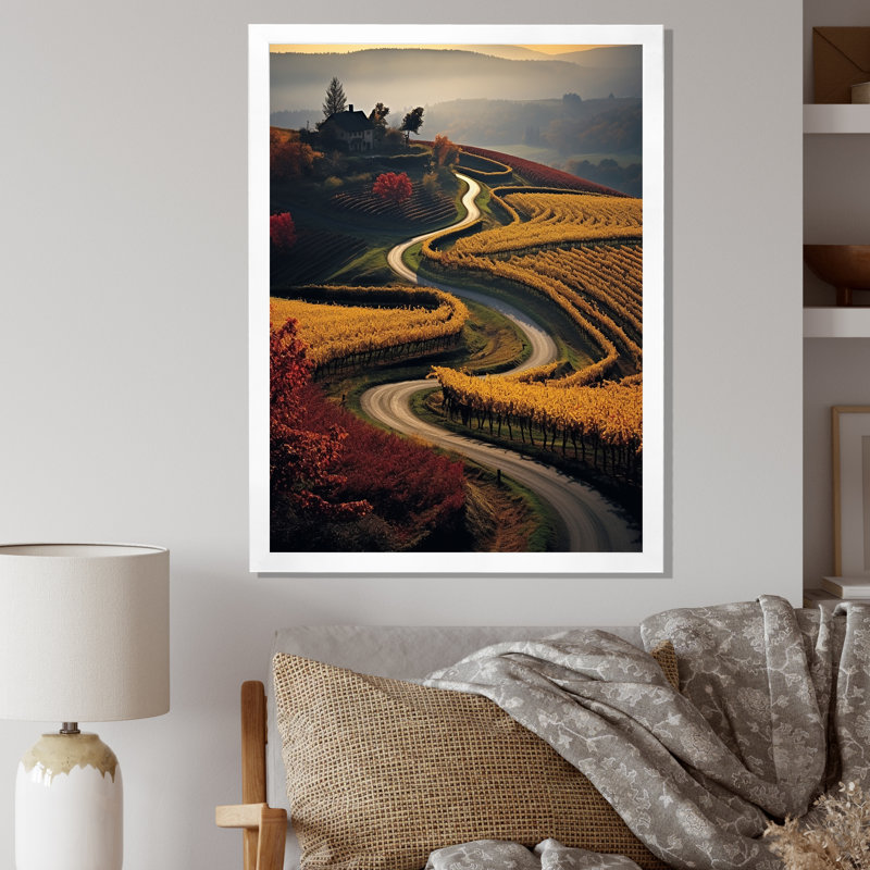 «Scenic Enchanting Vineyard II», impressions sur toile, Cadre photo blanc, H 32 po x l 16 po x P 1 po