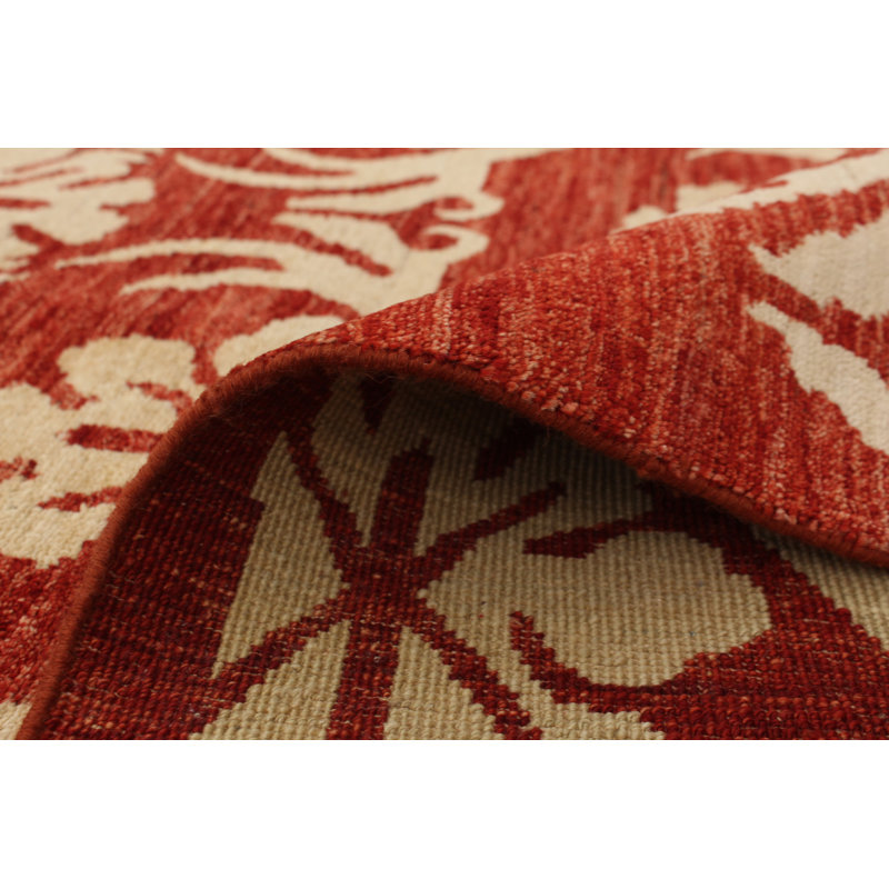 Tapis en laine beige/rouge 3 pi 11 po x 5 pi 8 po à la main one-of-kind-noué la 2010 Allahna