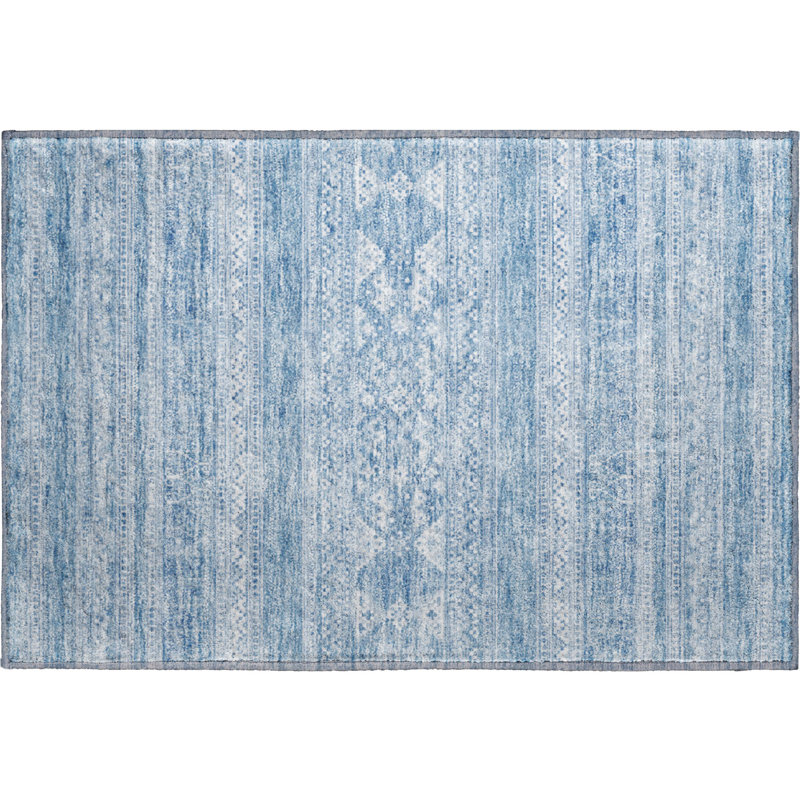 Premium Machine Washable Prisco Sky Rug, Rectangle 1'8" x 2'6"