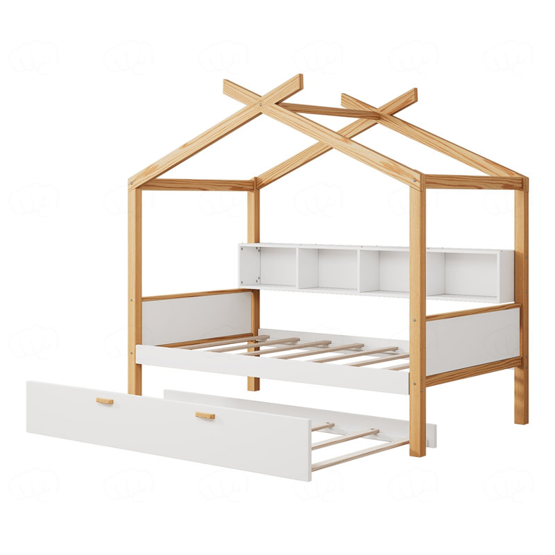 Lit gigogne simple en bois original, Lit simple