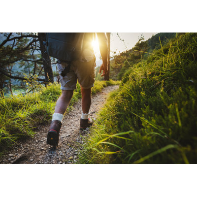 Senior Man Trail Hiking in a Mountain Forest by Piola666