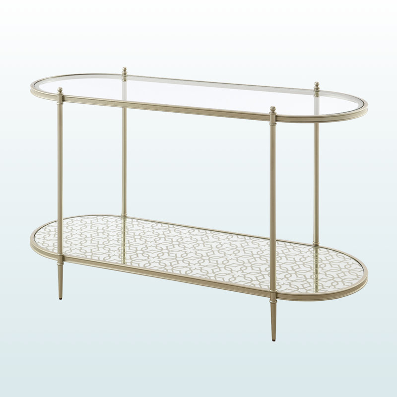 Table de canapé à finition champagne Zaba - Plateau en verre trempé élégant et structure en métal robuste pour des espaces de vie élégants