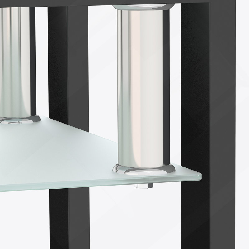 Table basse moderne en verre trempé, table de bout, table carrée, Transparent / noir