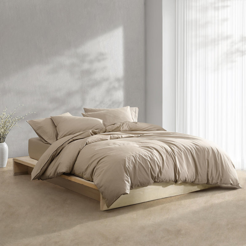 Ensemble de housse de couette Calvin Klein, Housse de couette pour très grand lit et 2 très , Brun chameau