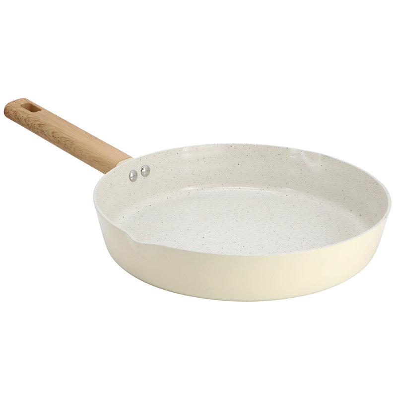 Gibson Home Marbleton Ceramic Nonstick Alumium 9.5 Inch Frying Pan in Mint, Cream