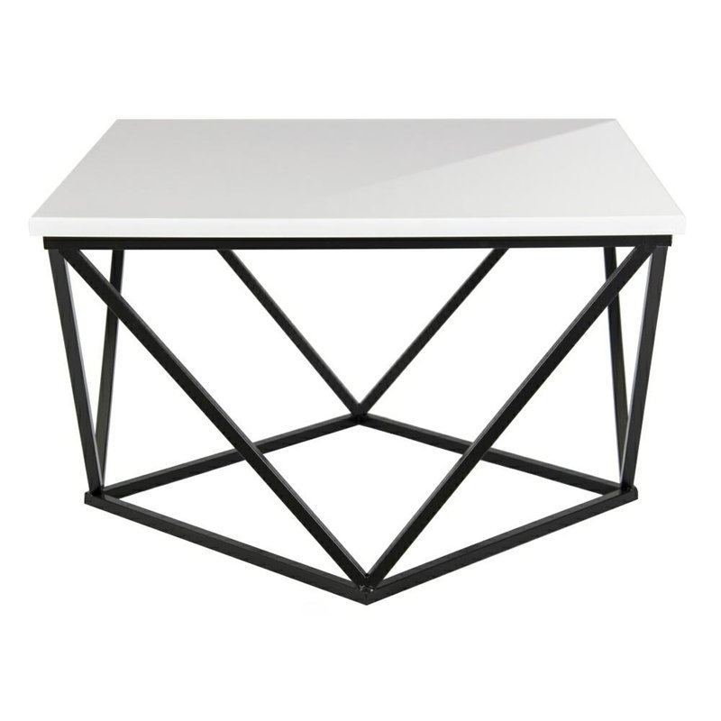 Flinders Frame Coffee Table, Shine White, Black
