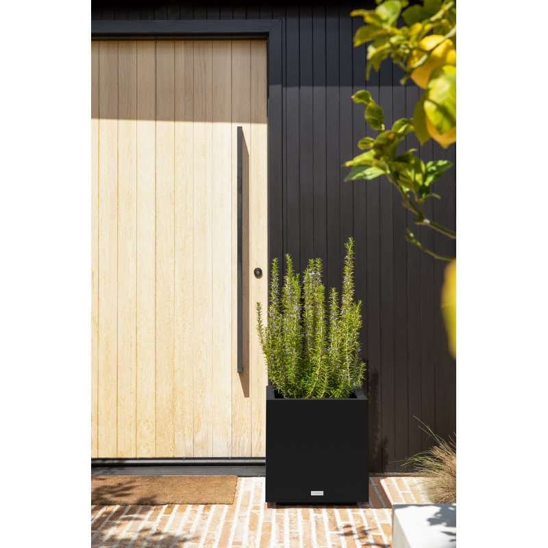 Veradek Black Recycled Plastic Cube Planter 18"