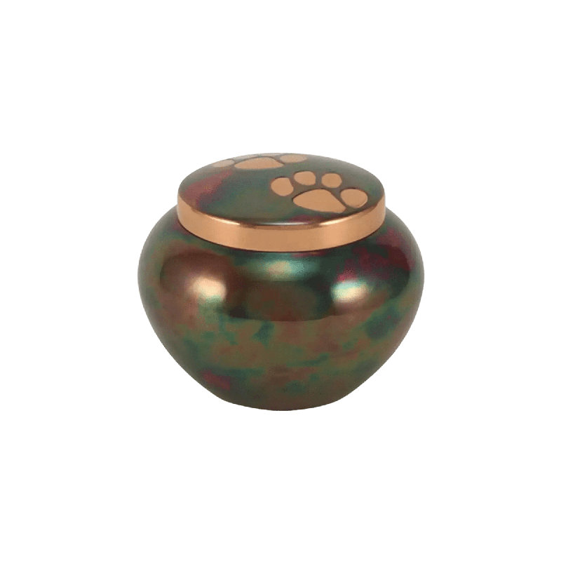 Urne pour animaux Broxton Paw Pewter | Petit, Raku, H 3,5 po x l 4,9 po x P 4,9 po