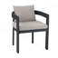 Chaise de salle à manger en aluminium, cadre gris foncé avec coussin beige, ensemble de 2-1040542573-1040542572