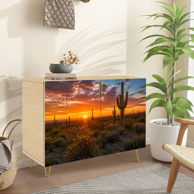 Buffet Buffet avec rangement Arizona désert paysage coucher de soleil avec 2 portes pour le salon et la cuisine