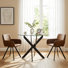Ensemble de salle à manger 5 pièces en verre rond avec table en métal et 4 chaises pivotantes