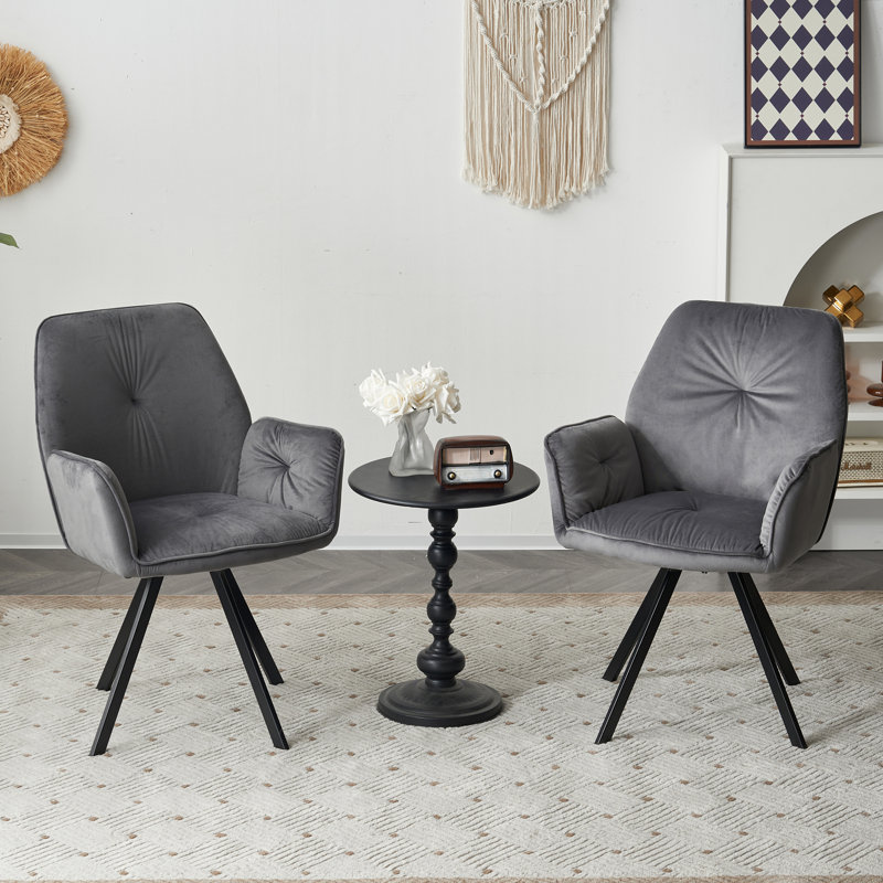 Audusinda 50cm H Polyester Blend Upholstered Metal Armchair