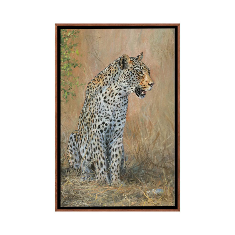 Leopard Male Sitting 1 Piece Wall Art on Canvas, 152.5 cm H x 101.5 cm W, Brown Framed