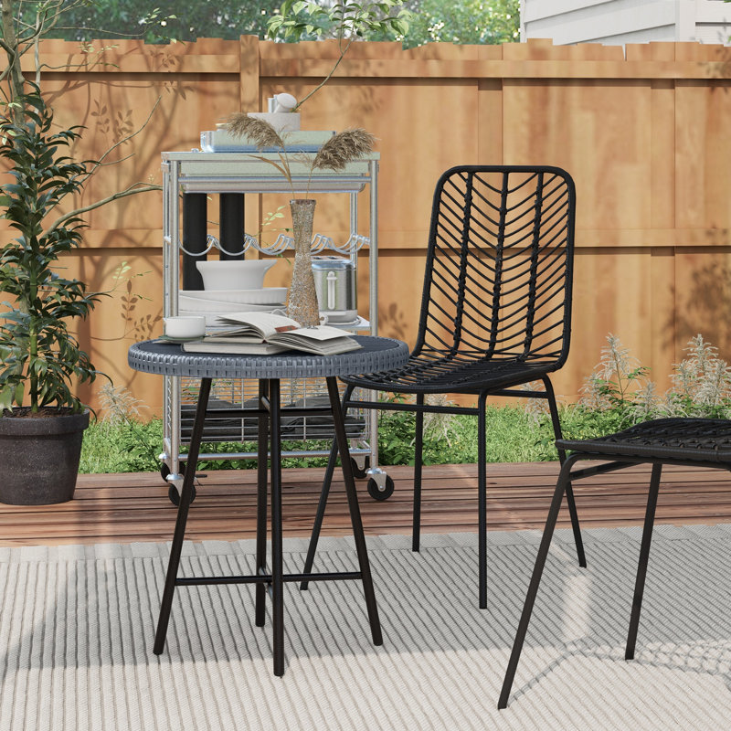 Round Steel Outdoor Side Table - 50 cm W 50 cm D, Grey