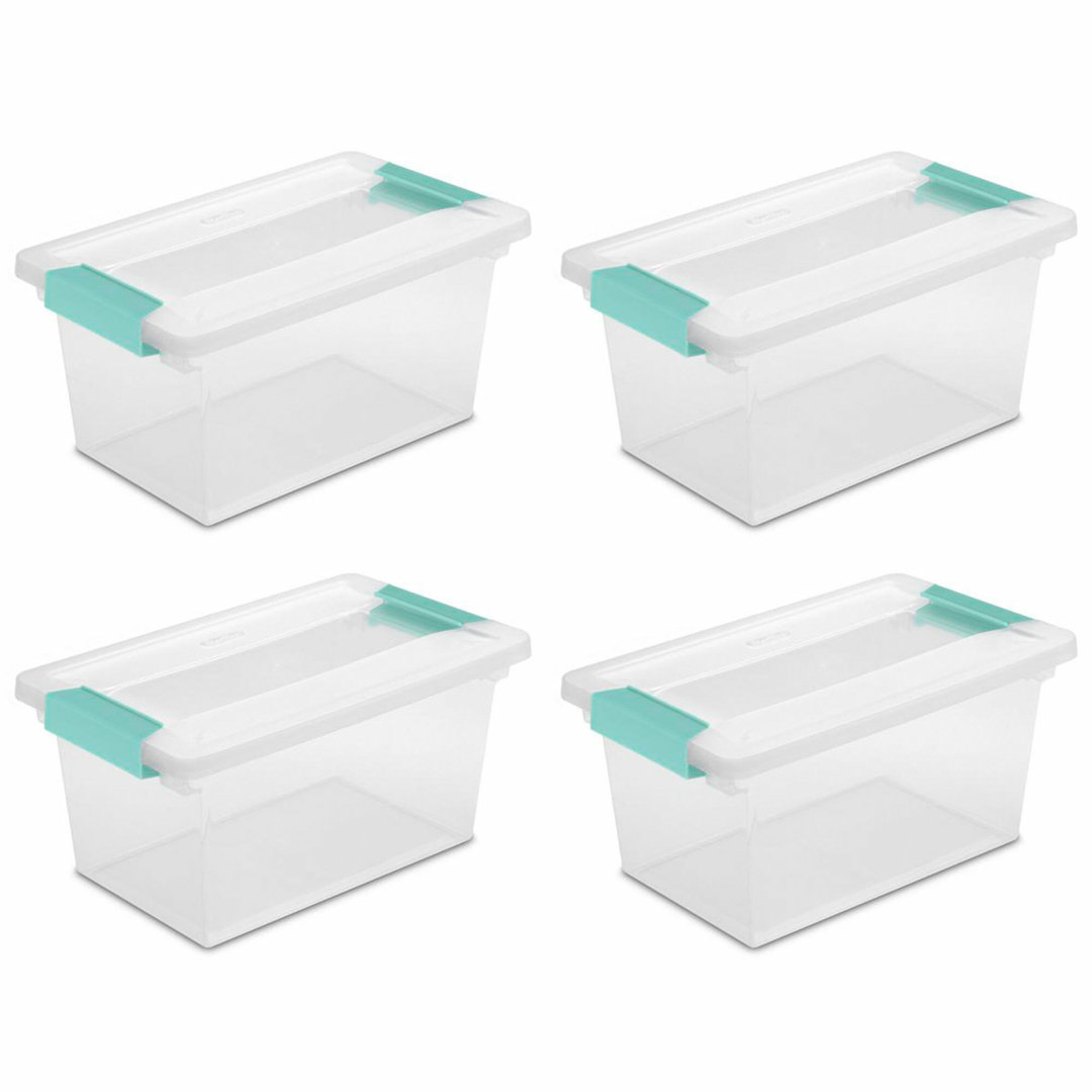 Sterilite Plastic Medium Clip Storage Box Container with Latching Lid (Set of 4) Sterilite