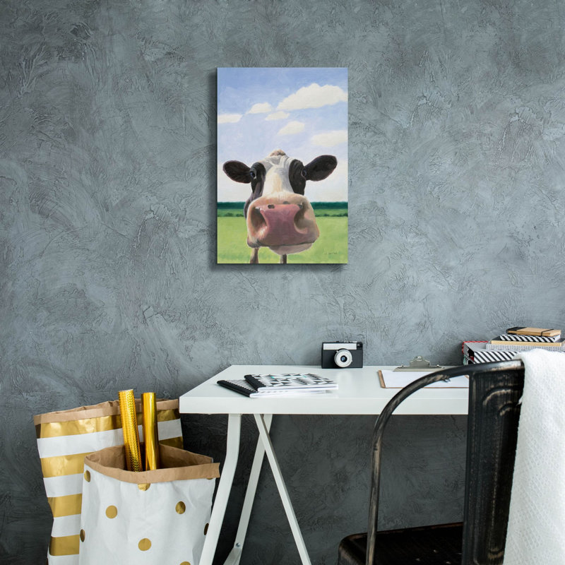 «Funny Cow» par James Wiens, art mural sur toile, H 18 po x l 12 po