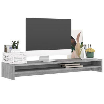 vidaXL Monitor Stand 2 Tier Storage Desk Organizer Screen Riser Engineered Wood