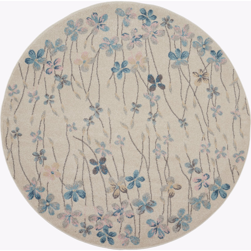Floral Indoor Rug, Round 5'3"