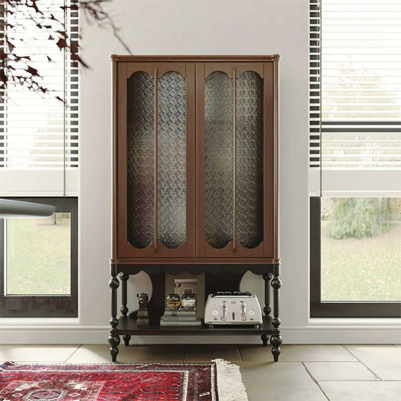 Console noire et brune en bois massif, Brown