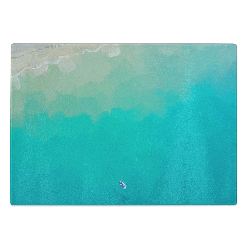 Tempered Glass Boat in the Ocean in New Zealand Chopping Board, 39 cm W x 28.5 cm L