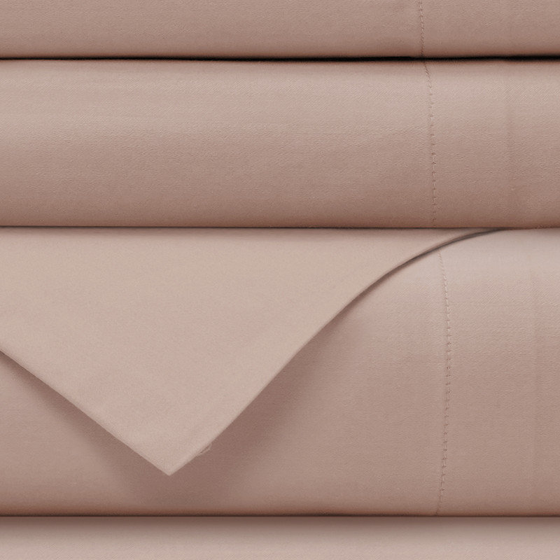 Farm to Home Dreamy Organic Cotton Sheet Set, Cool 300TC Sateen, Clay, California King Sheet Set