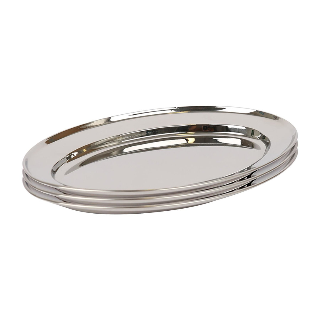 Argon Tableware - Oval Stainless Steel Serving Platters - Set of 3