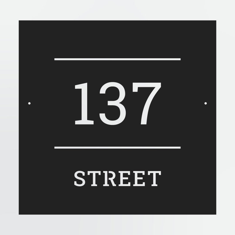 Plaque d'adresse carrée avec numéro de maison personnalisé et nom de rue, panneau métallique personnalisé encadré