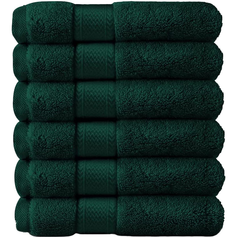 Ensemble de serviettes à main 100% coton de qualité supérieure 16 po x 27 po, Vert foncé