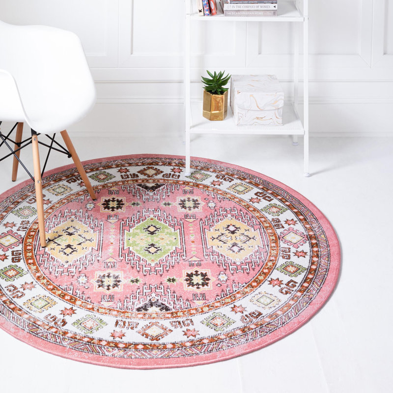 Devers Geometric Indoor Rug, Round 9'10"