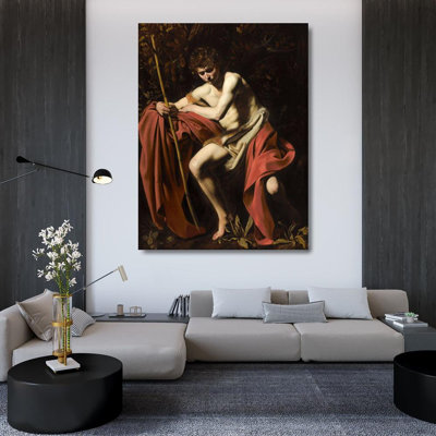 Red Barrel Studio Caravaggio Gallery Wrapped Canvas Art Titled: Saint John the Baptist in the Wilderness