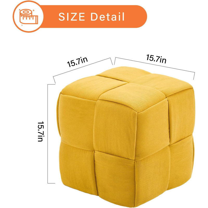 Upholstered Ottoman, Yellow