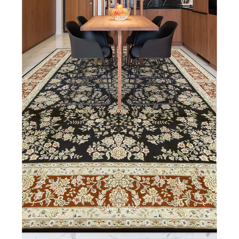 Tapis noir et vin noué à la main de haute qualité