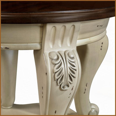 22'' Round Coffee Table for Small Spaces, Distressed White Finish, Easy Assembly &amp; Heat-Resistant Top
