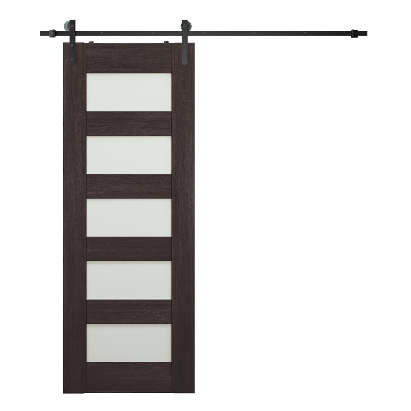 Panneau de bois massif massif préfini avec quincaillerie d'installation pour porte de grange, 29,75 po x 95,24 po, Chêne