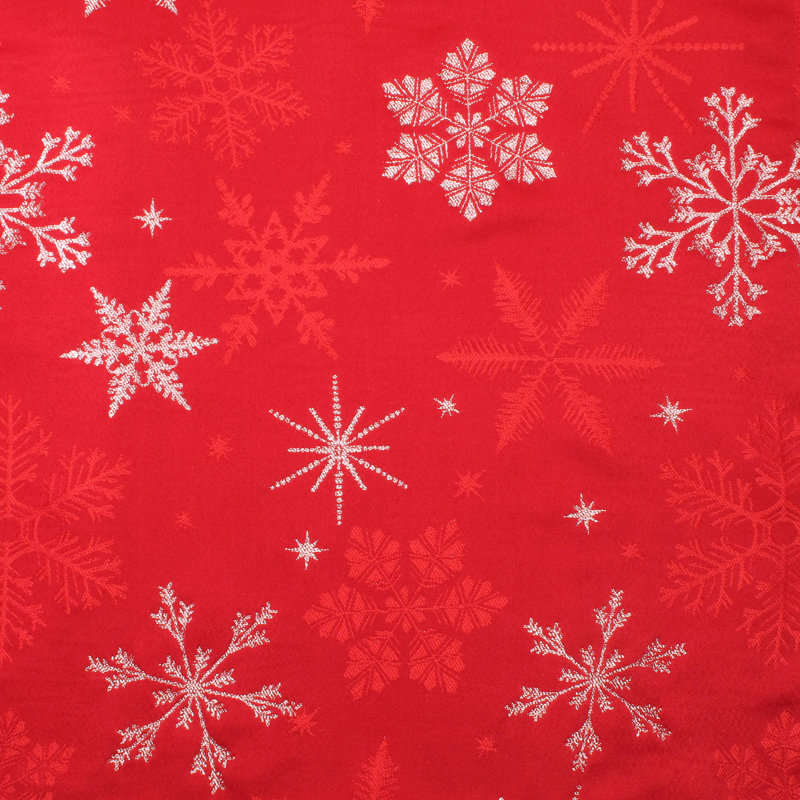 Efmorfia Holiday Red Snowflakes Metallic Jacquard Woven Tablecloth (60" X 84" Rectangle), Red, 18"x18" Napkin Set of 4