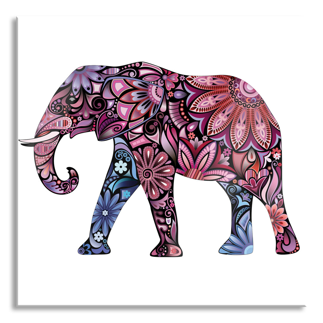 Glasbild Ornamentaler Elefant