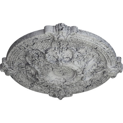 Endurathane Hamilton Ceiling Medallion, 17 3/8"OD x 1 3/4"P (Fits Canopies up to 3 3/4"), Hand-Painted Ultra Pure White Crackle Finish