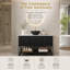 Meuble-lavabo autoportant moderne 48 po avec lavabo en céramique aspect marbre noir, plateau en pierre frittée, fermeture en douceur, tablette ouverte (robinet non inclus)