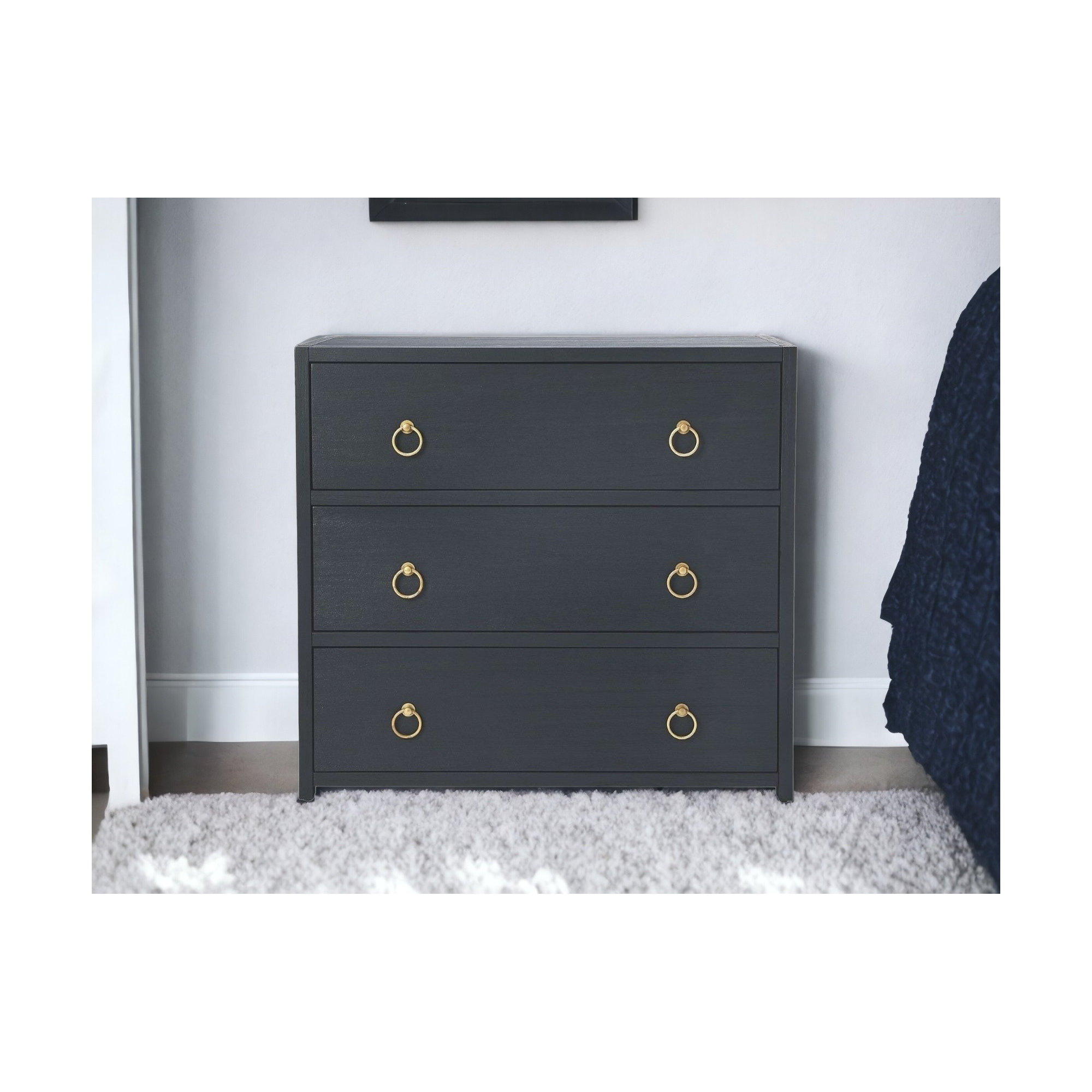 Elin 34" W 3-Drawer Dresser, Navy Blue